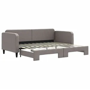 vidaXL Vidaxl Lit De Jour Avec Lit Gigogne Taupe 90x200 Cm Tissu pas cher