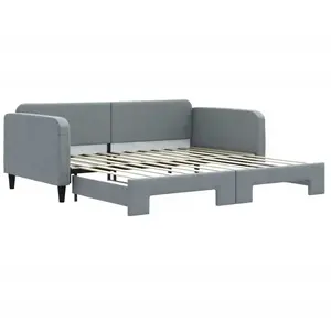 vidaXL Lit de jour avec lit gigogne gris clair 100x200 cm tissu pas cher