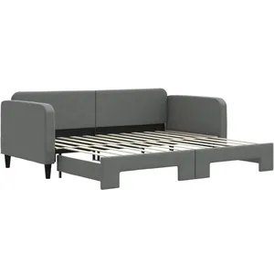 vidaXL Lit de jour avec lit gigogne gris foncé 90x200 cm tissu pas cher