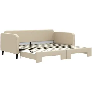 vidaXL Vidaxl Lit De Jour Avec Lit Gigogne Crème 100x200 Cm Tissu pas cher