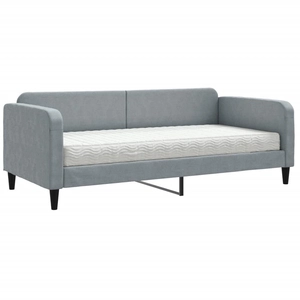 vidaXL Vidaxl Lit De Jour Avec Matelas Gris Clair 90x190 Cm Tissu pas cher