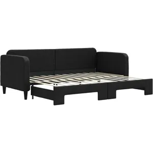 vidaXL Lit de jour avec lit gigogne noir 80x200 cm tissu pas cher