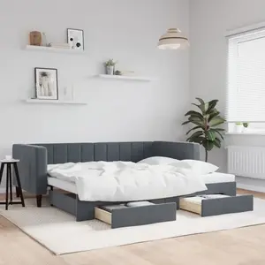 vidaXL Lit de jour avec gigogne et tiroirs sans matelas 90x200 cm pas cher