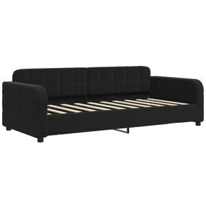 vidaXL Lit de jour avec gigogne et tiroirs noir 90x190 cm velours pas cher