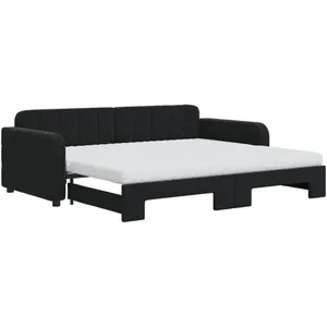 vidaXL Vidaxl Lit De Jour Avec Gigogne Et Matelas Noir 90x200 Cm Velours pas cher