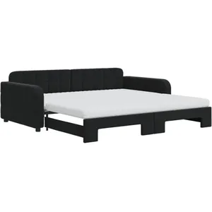 vidaXL Lit de jour avec lit gigogne et matelas noir 100x200 cm velours pas cher
