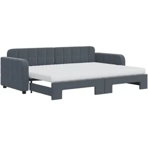 Lit de jour avec gigogne et matelas gris foncé 80x200cm velours Vidaxl pas cher