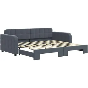 vidaXL Lit de jour avec gigogne sans matelas gris foncé 90x190 cm pas cher