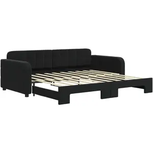 vidaXL Lit de jour avec lit gigogne noir 90x190 cm velours pas cher