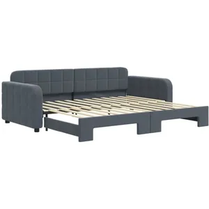 Lit de jour avec lit gigogne gris foncé 90x200 cm velours Vidaxl Gris foncé pas cher