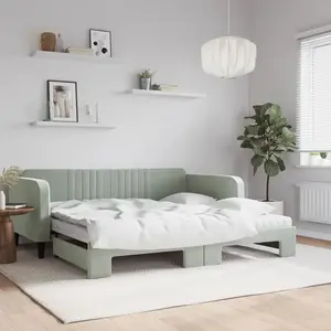 vidaXL Lit de jour et gigogne et matelas gris clair 100x200 cm velours pas cher