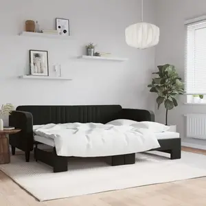 vidaXL Lit de jour avec lit gigogne noir 80x200 cm velours pas cher