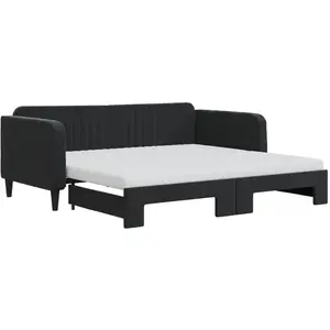 vidaXL Vidaxl Lit De Jour Avec Gigogne Et Matelas Noir 90x190 Cm Velours pas cher