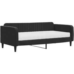 vidaXL Lit de jour avec matelas noir 90x200 cm velours pas cher
