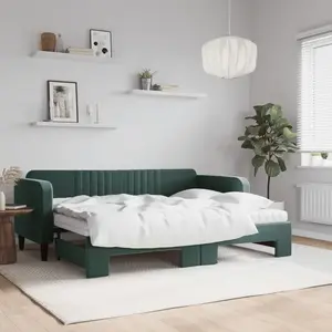 Comparateur de prix : vidaXL Lit de jour avec gigogne et matelas vert foncé 80x200cm velours