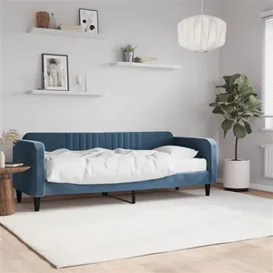 vidaXL Vidaxl Lit De Jour Avec Matelas Bleu 80x200 Cm Velours pas cher
