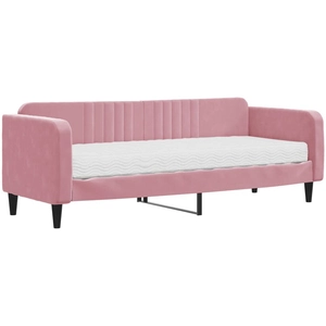 vidaXL Lit de jour avec matelas rose 80x200 cm velours pas cher