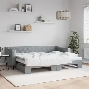 vidaXL Lit de jour avec lit gigogne gris clair 80x200 cm tissu 3197421