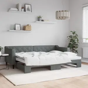 Lit de jour avec lit gigogne gris foncé 80x200 cm tissu Vidaxl Gris foncé pas cher