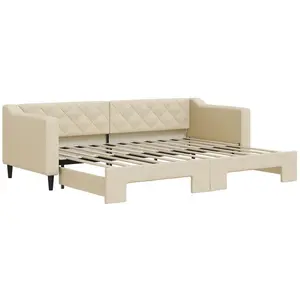 vidaXL Vidaxl Lit De Jour Avec Gigogne Sans Matelas Crème 80x200 Cm pas cher