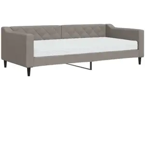 vidaXL Lit de jour avec matelas taupe 90x200 cm tissu pas cher