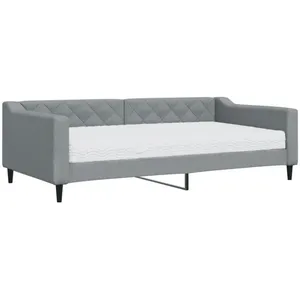 Lit de jour avec matelas gris clair 100x200 cm tissu Vidaxl Gris clair pas cher