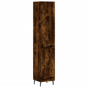 vidaXL Buffet haut Chêne fumé 34,5x34x180 cm Bois d'ingénierie pas cher