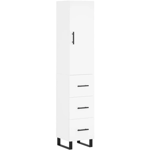vidaXL Buffet haut Blanc 34,5x34x180 cm Bois d'ingénierie pas cher
