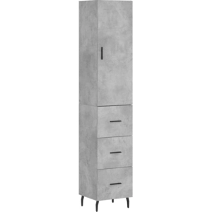 vidaXL Buffet haut Gris béton 34,5x34x180 cm Bois d'ingénierie pas cher