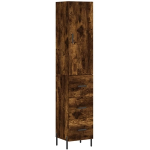 vidaXL Buffet haut Chêne fumé 34,5x34x180 cm Bois d'ingénierie pas cher