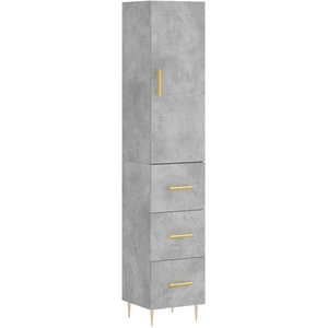 vidaXL Buffet haut Gris béton 34,5x34x180 cm Bois d'ingénierie pas cher
