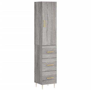 vidaXL Buffet haut Sonoma gris 34,5x34x180 cm Bois d'ingénierie pas cher