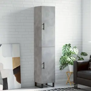 vidaXL Buffet haut Gris béton 34,5x34x180 cm Bois d'ingénierie pas cher
