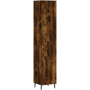 vidaXL Buffet haut Chêne fumé 34,5x34x180 cm Bois d'ingénierie pas cher