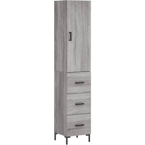 vidaXL Buffet haut Sonoma gris 34,5x34x180 cm Bois d'ingénierie pas cher