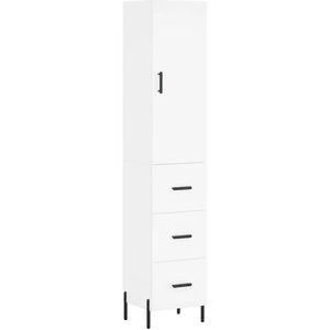 vidaXL Buffet haut Blanc 34,5x34x180 cm Bois d'ingénierie pas cher