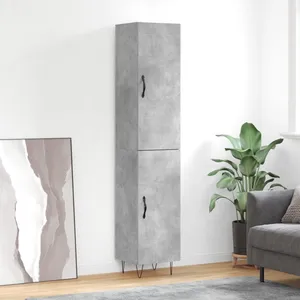 vidaXL Buffet haut Gris béton 34,5x34x180 cm Bois d'ingénierie pas cher