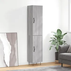 vidaXL Buffet haut Sonoma gris 34,5x34x180 cm Bois d'ingénierie pas cher