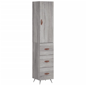 vidaXL Buffet haut Sonoma gris 34,5x34x180 cm Bois d'ingénierie pas cher