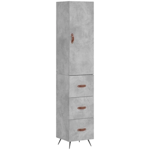 vidaXL Buffet haut Gris béton 34,5x34x180 cm Bois d'ingénierie pas cher
