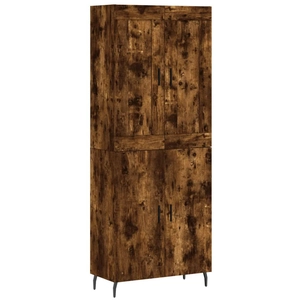 vidaXL Buffet haut Chêne fumé 69,5x34x180 cm Bois d'ingénierie pas cher