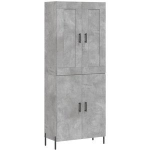 vidaXL Buffet haut Gris béton 69,5x34x180 cm Bois d'ingénierie pas cher