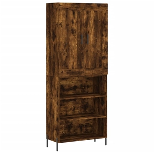 vidaXL Buffet haut Chêne fumé 69,5x34x180 cm Bois d'ingénierie pas cher