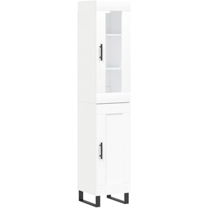 vidaXL Buffet haut Blanc 34,5x34x180 cm Bois d'ingénierie pas cher