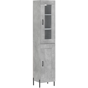 vidaXL Buffet haut Gris béton 34,5x34x180 cm Bois d'ingénierie pas cher