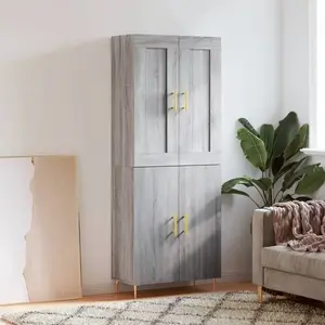 vidaXL Buffet haut Sonoma gris 69,5x34x180 cm Bois d'ingénierie pas cher