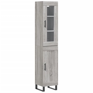 vidaXL Buffet haut Sonoma gris 34,5x34x180 cm Bois d'ingénierie pas cher