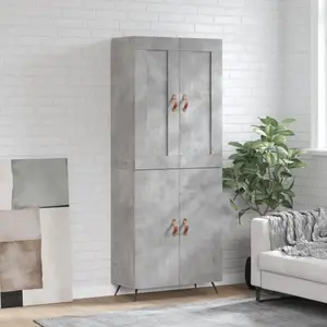 vidaXL Buffet haut Gris béton 69,5x34x180 cm Bois d'ingénierie pas cher