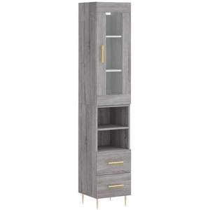 vidaXL Buffet haut Sonoma gris 34,5x34x180 cm Bois d'ingénierie pas cher