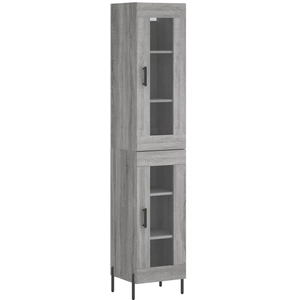 vidaXL Buffet haut Sonoma gris 34,5x34x180 cm Bois d'ingénierie pas cher